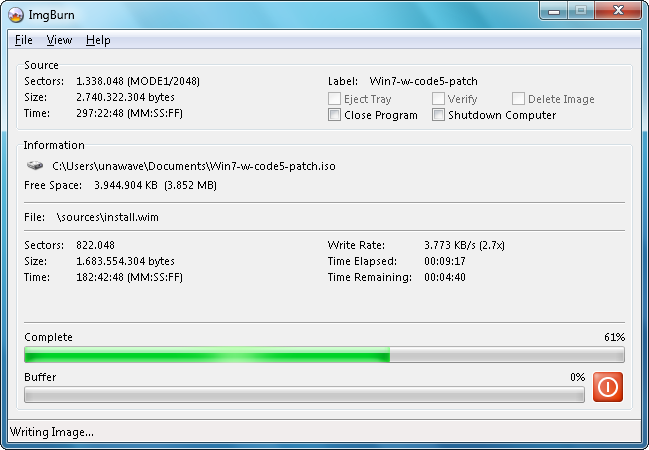 ImgBurn Code 5 Analysis of ISO file