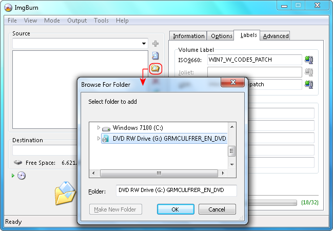 ImgBurn Code 5 Choose DVD source