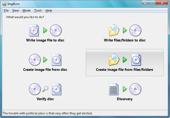 ImgBurn Code 5 Create image file from files or folders